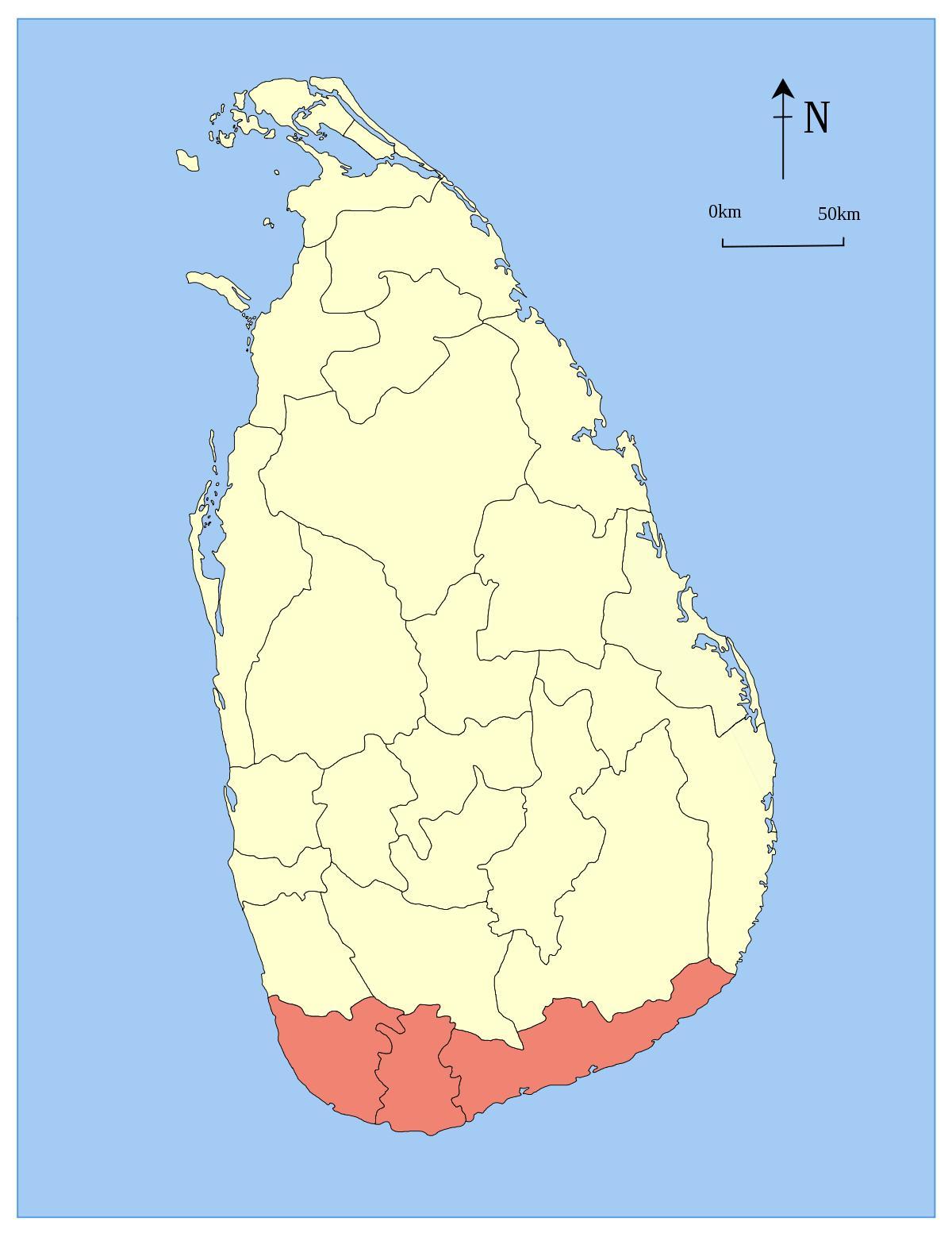 mapa ng timog down Sri Lanka