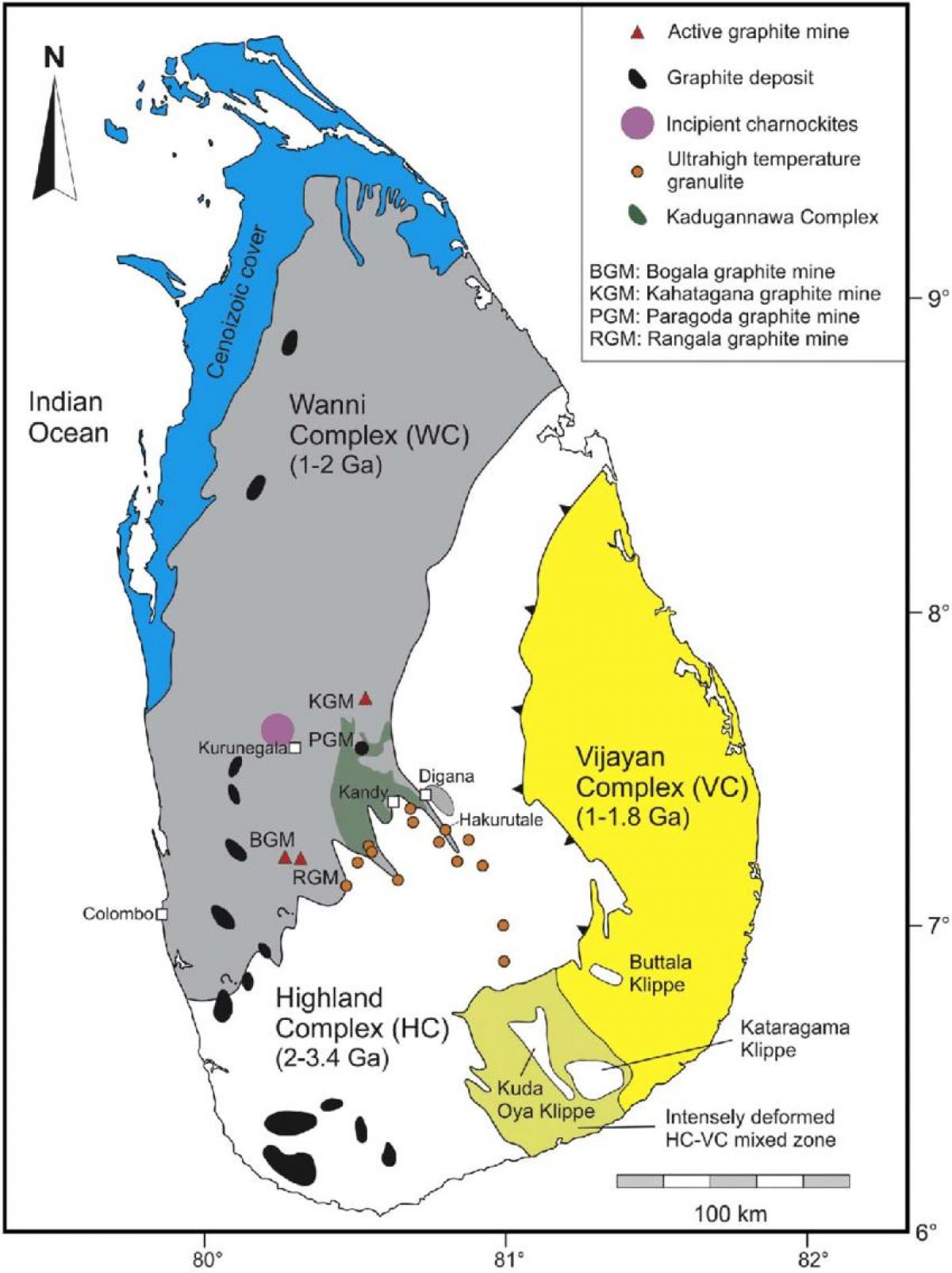 mapa ng mineral sa Sri Lanka