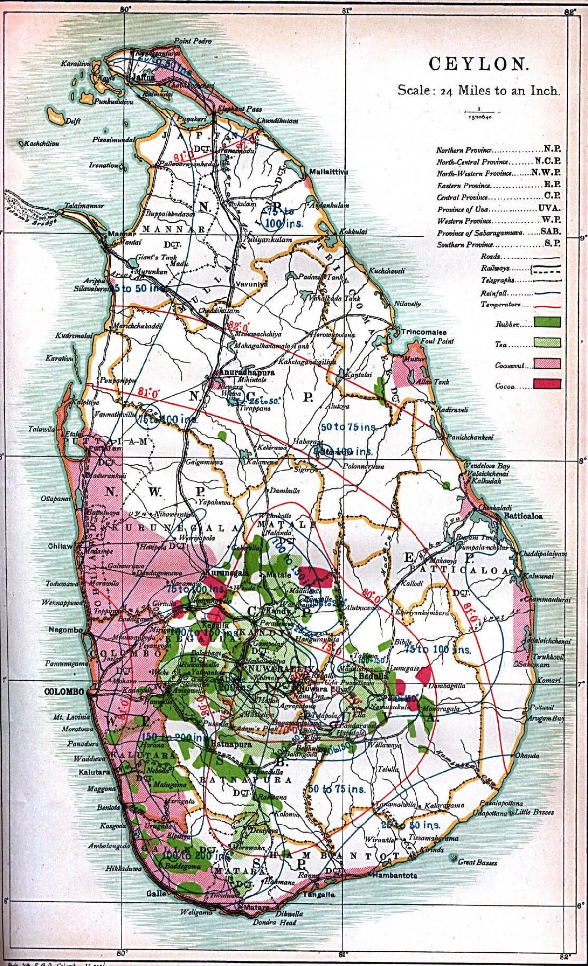 mapa ng Seylon Sri Lanka