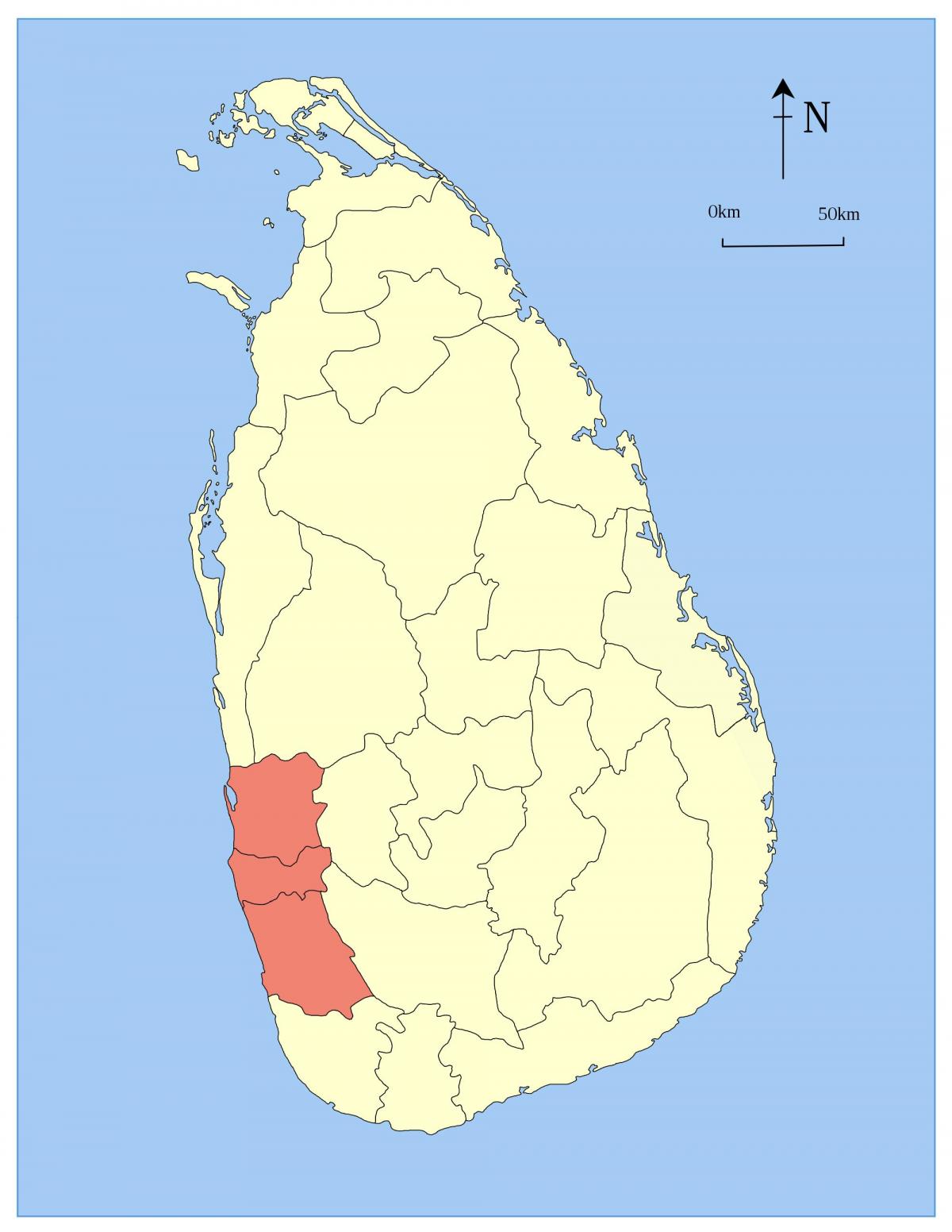 mapa ng Sri Lanka, western province
