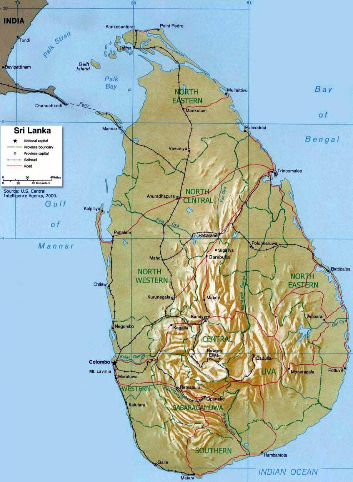 bundok sa Sri Lanka mapa