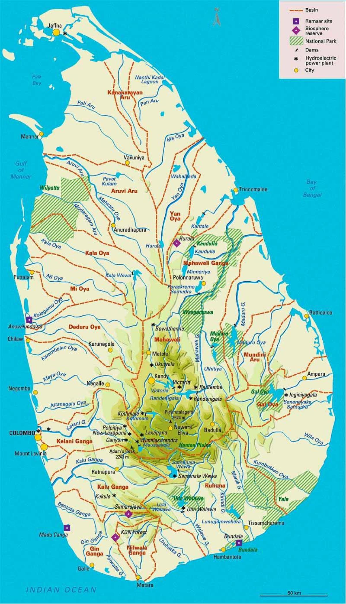 mapa ng Sri Lanka heograpiya