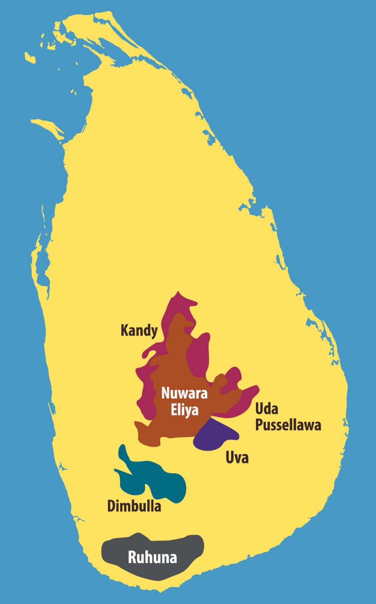 mapa ng Sri Lanka tea plantations