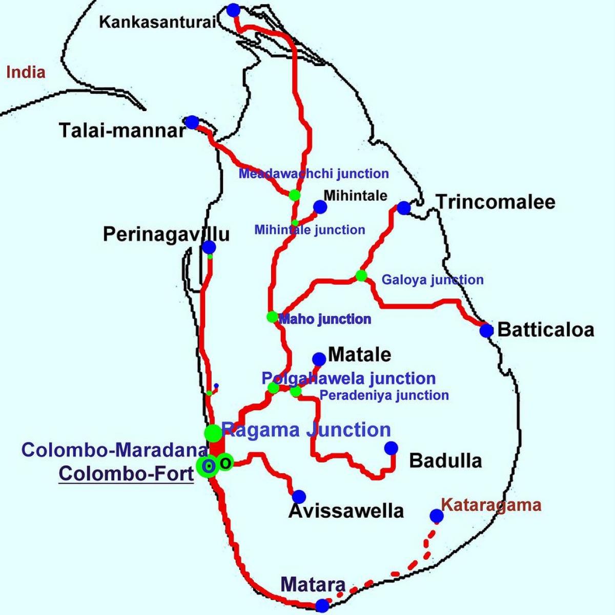 tren sa Sri Lanka mapa