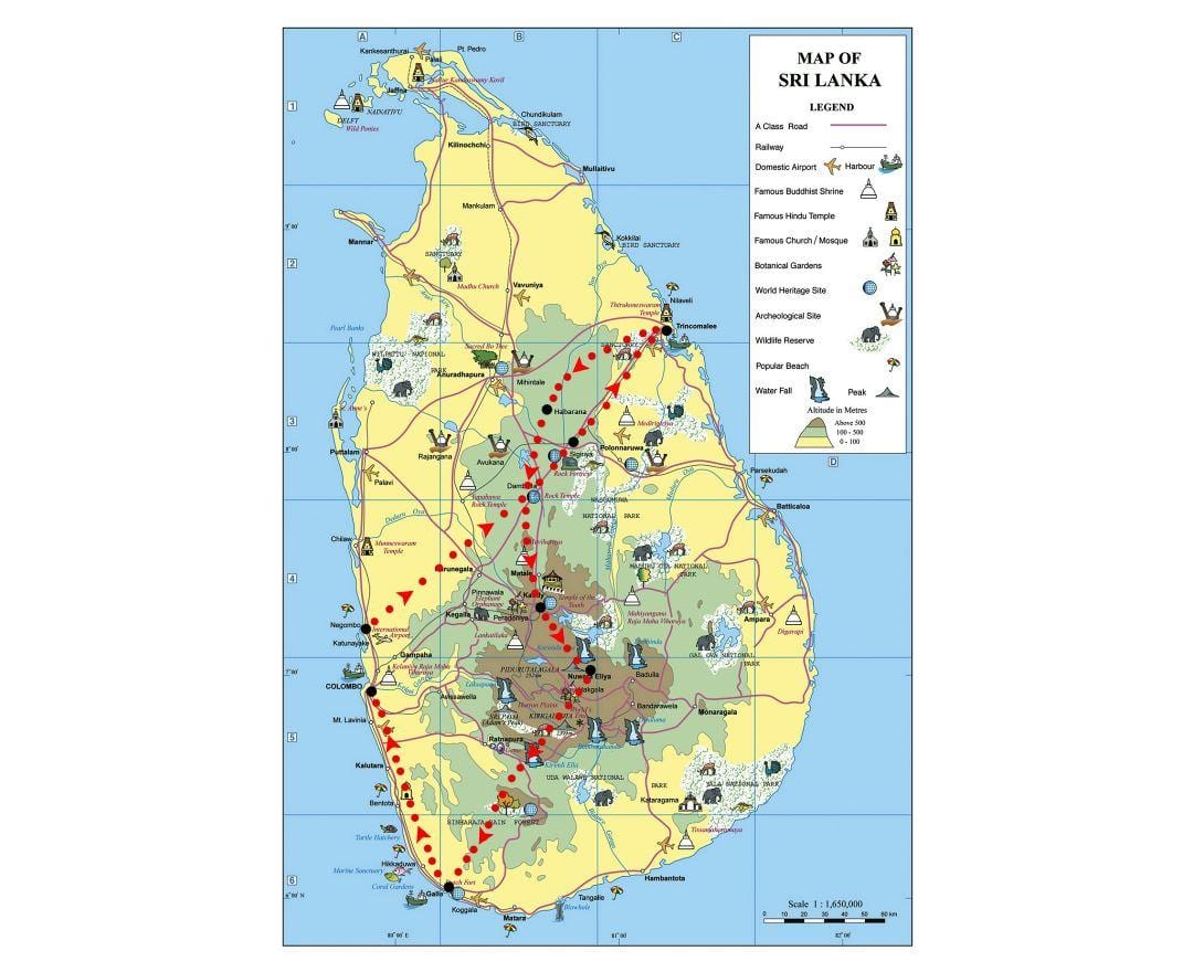 mapa ng mga simbolo sa Sri Lanka