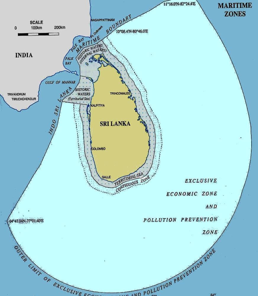 mapa ng Sri Lanka dagat
