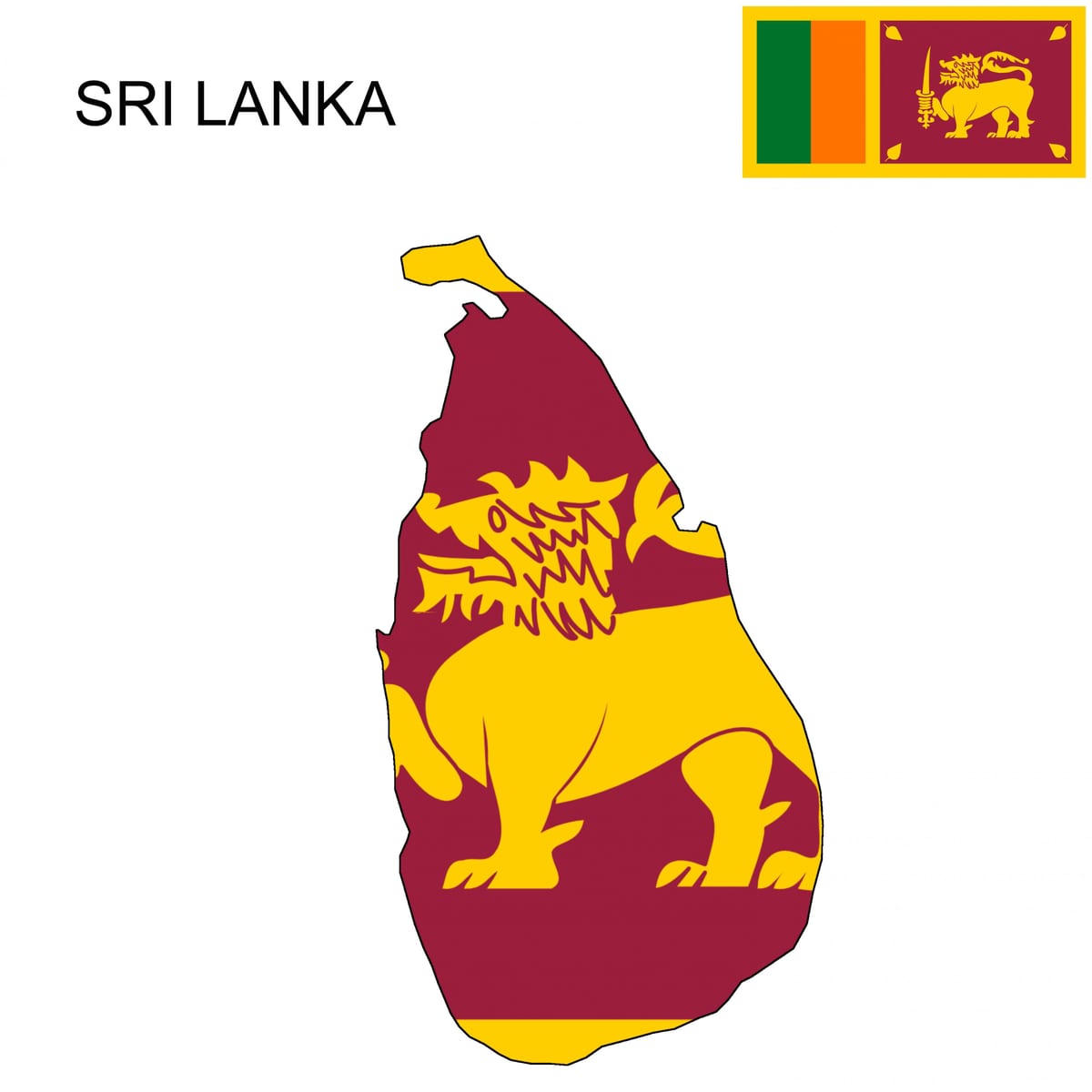mapa ng Sri Lanka flag