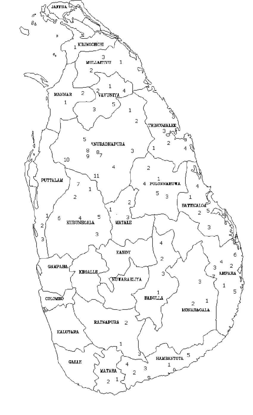 mapa ng Sri Lanka mapa itim at puti