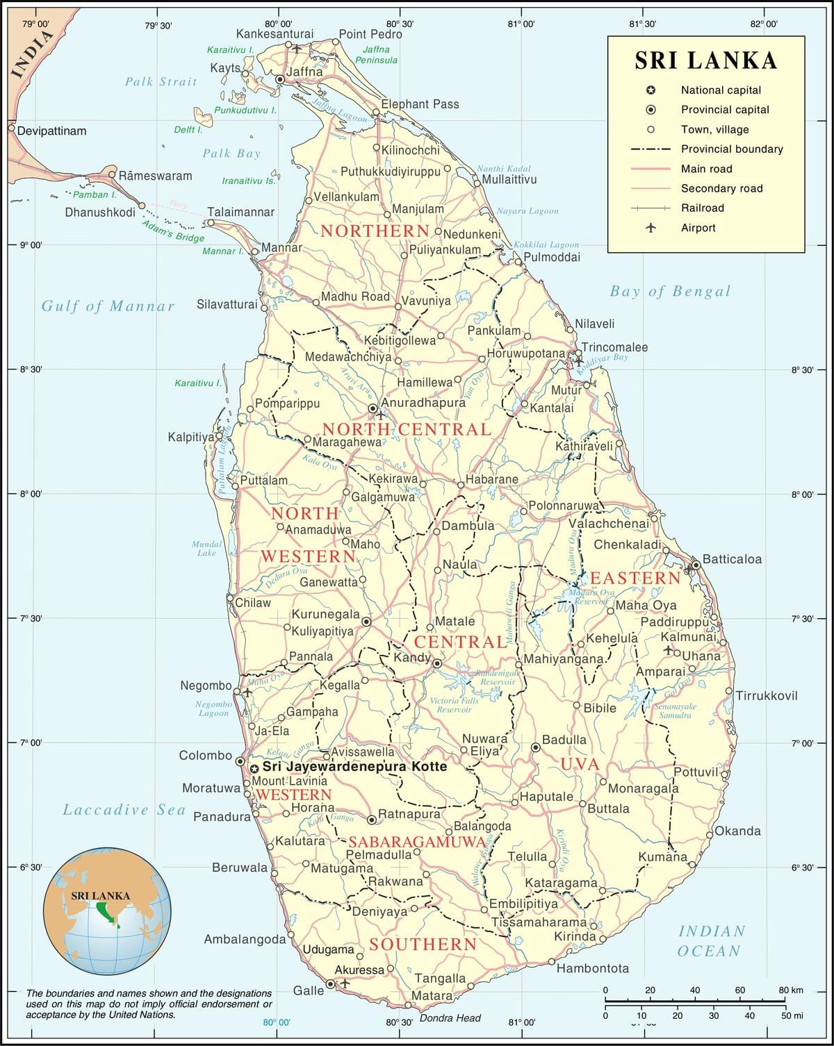 mapa ng Sri Lanka bayan