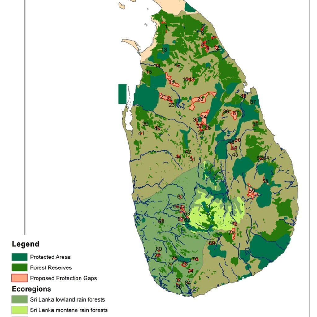 mapa ng Sri Lankan gubat