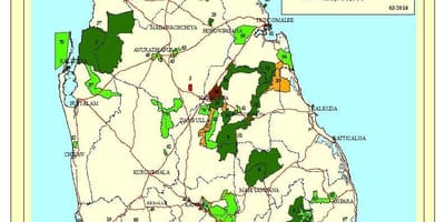 Mapa ng mga pambansang parke sa Sri Lanka