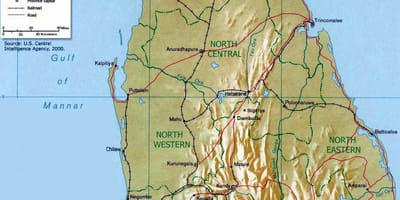 Bundok sa Sri Lanka mapa