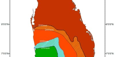 Sri Lanka klima zone mapa