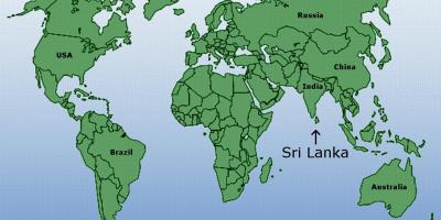 Mapa ng mundo na nagpapakita ng Sri Lanka