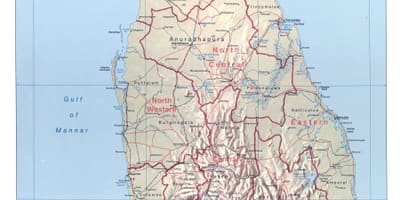 Mapa ng Sri Lanka sa mga lungsod