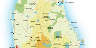 Sri Lanka mga punto ng interes sa mapa