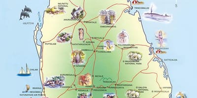 Pinupuntahan ng mga turista sa Sri Lanka mapa