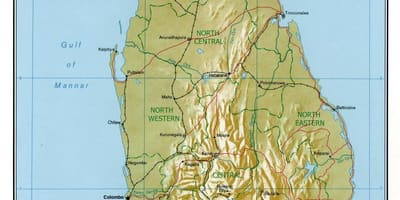 Mapa ng Sri Lanka pisikal na