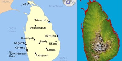 Mapa ng Sri Lanka topographic