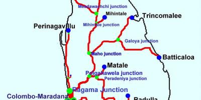 Tren ruta sa mapa ng Sri Lanka