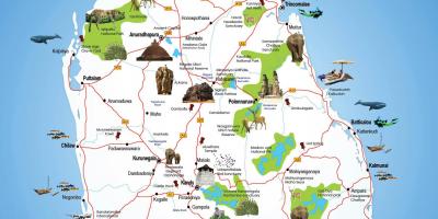 Mga lugar ng turista sa Sri Lanka mapa